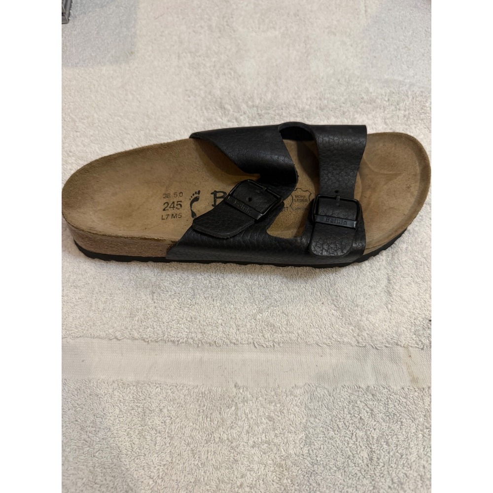 Betula by Birkenstock Black Leather Two Strap Buckle Sandals Womens 7 (1 only)